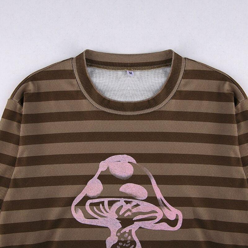 Brown Striped Mushroom Shirt