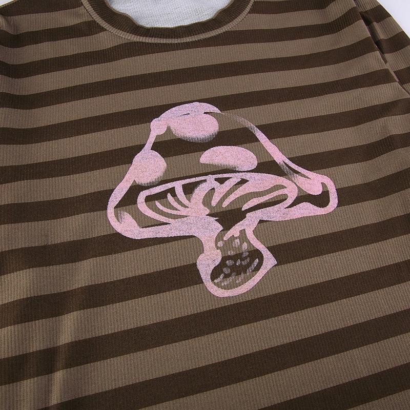 Brown Striped Mushroom Shirt