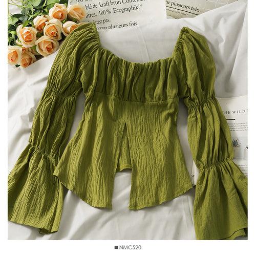 French Flare Sleeve Blouse