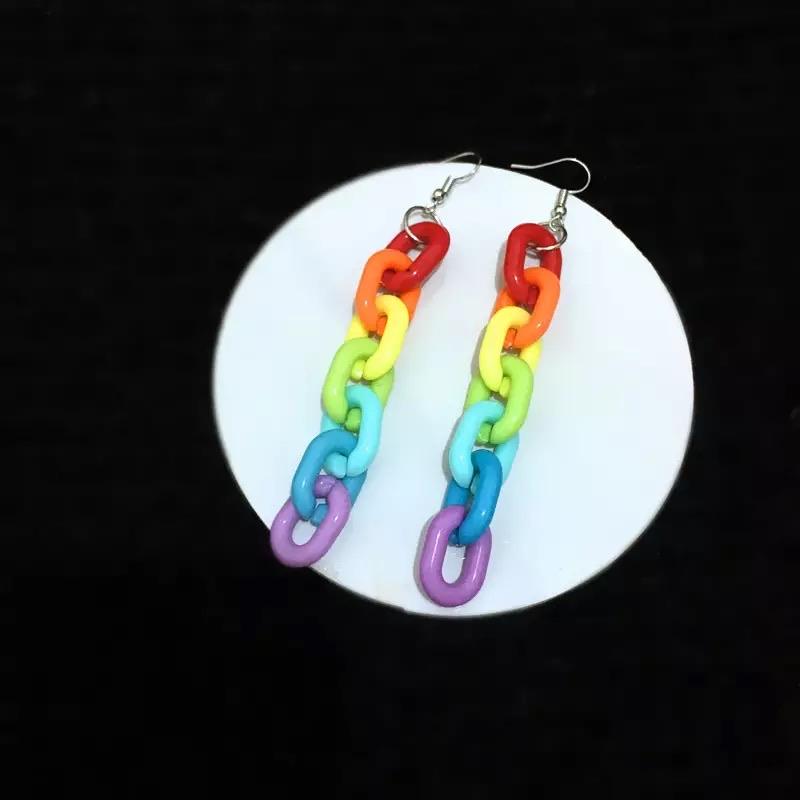 Rainbow Chained Drop Earrings 🌈💕 - Sour Puff Shop