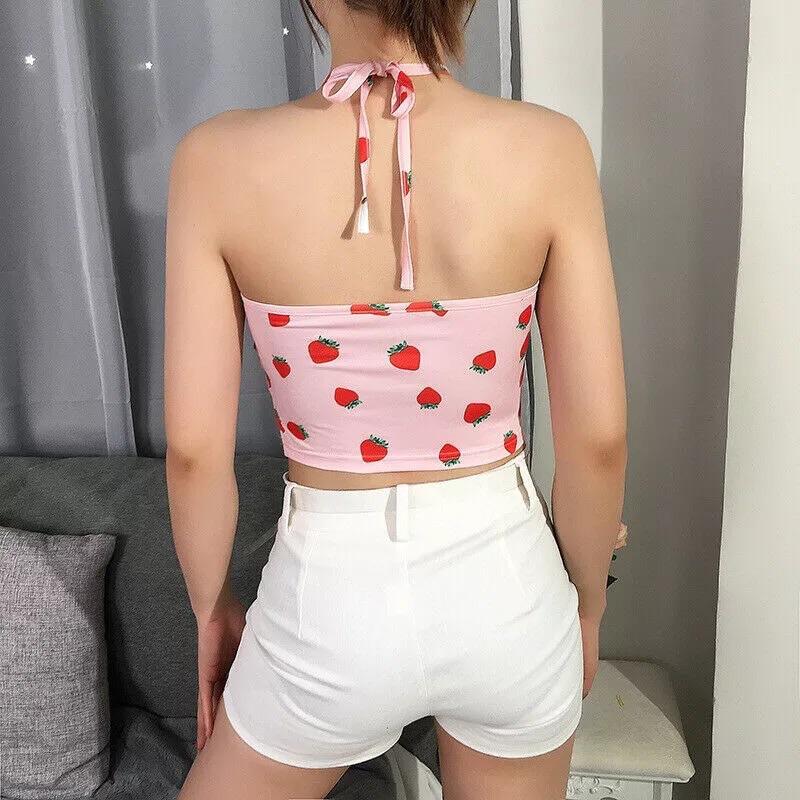 Strawberry Backless Tied Crop Top 🍓 - Sour Puff Shop