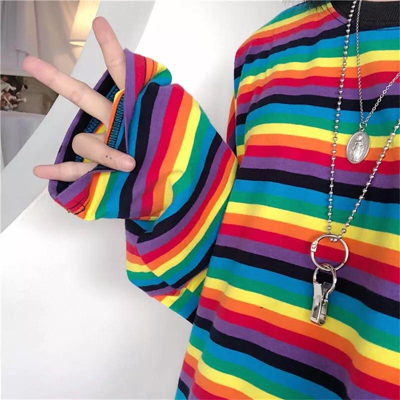 STRIPED SLEEVED SHIRT🌈 - Long sleeved - Sour Puff Shop