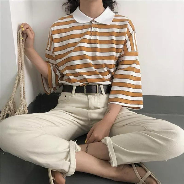Vintage Collar Striped shirt ✨ - Sour Puff Shop