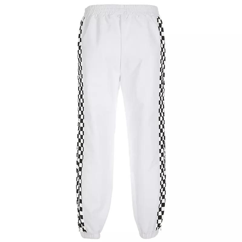White Zipped Up Checkered Pants 🤍 - Sour Puff Shop